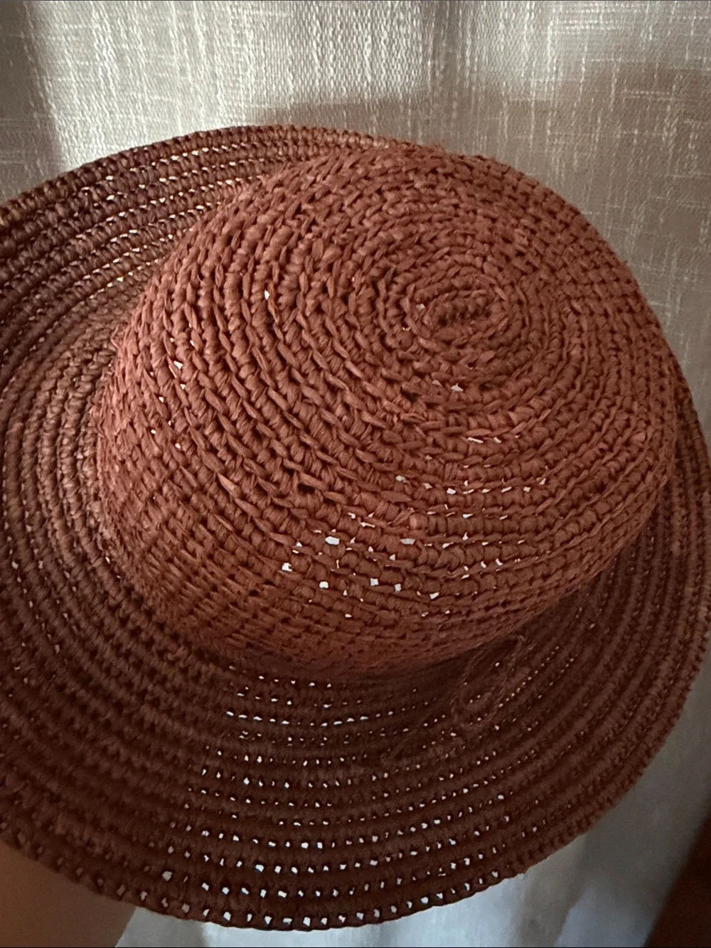 Helen Kaminski Provence 8 Raffia Hat Nutshell Brown Rollable Packable HTF